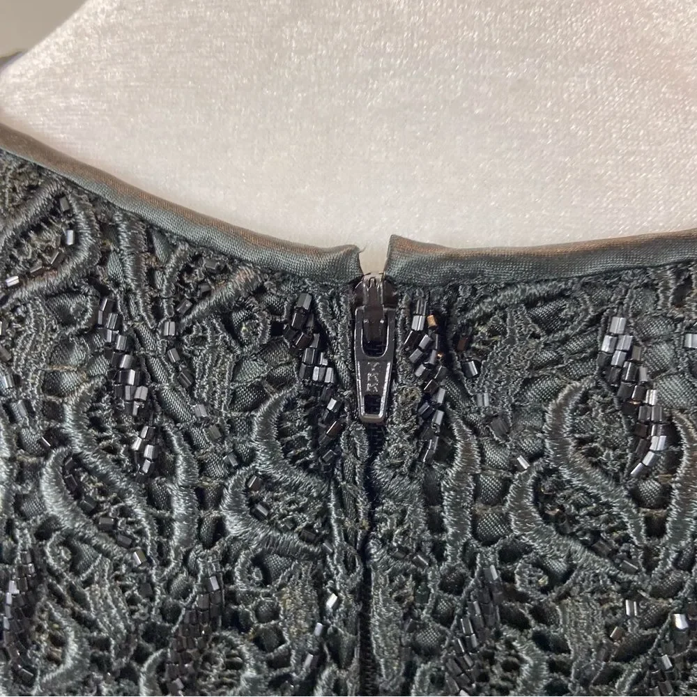 Carmen Marc Valvo Brand‎ Black Beaded Formal Top Size 10 - Picture 11 of 13